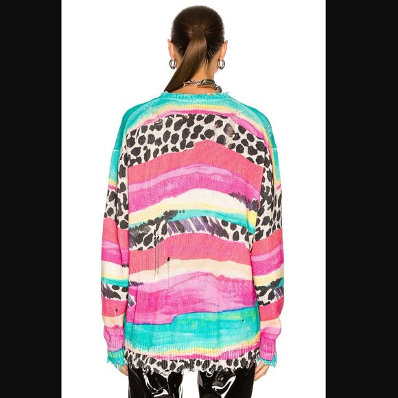 R13 Multi-Stripe Distressed Edge Cardigan - Picture 3 of 6